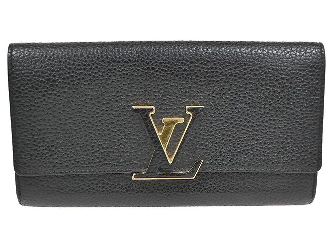 Cartera Larga Capucines de Cuero Louis Vuitton Negro