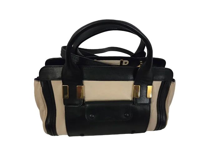 Bolsa de mão Chloé Alice em couro preto e rosa