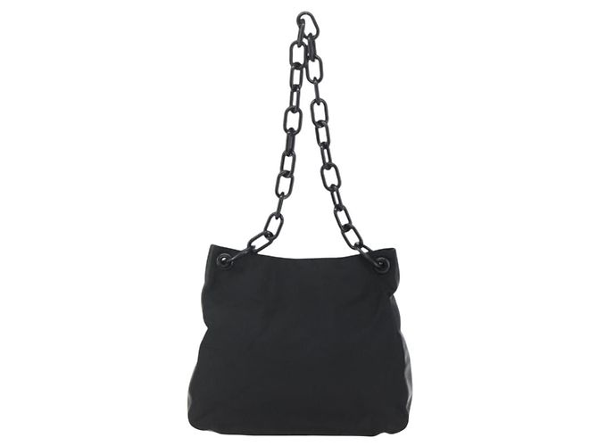 Prada Chain Shoulder Bag Tessuto Medium Black