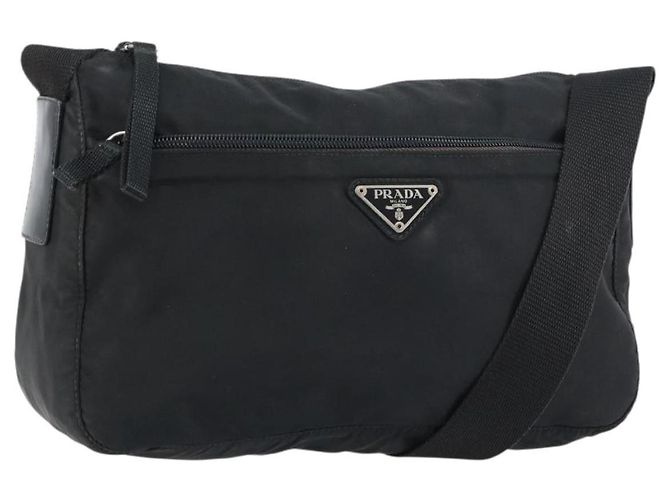 Prada Messenger Bag mit Frontreißverschluss Tessuto Medium Schwarz