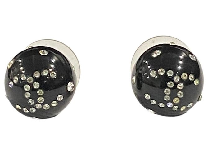 Orecchini a perno con strass Chanel Coco Mark Nero 