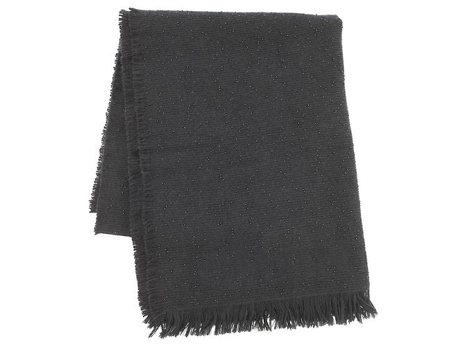 Timeless Sciarpa in cashmere e seta nera Chanel Nero Cachemire Lana