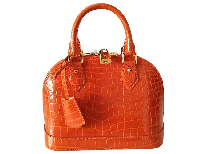 Bolsa Louis Vuitton Alma BB em Crocodilo Laranja