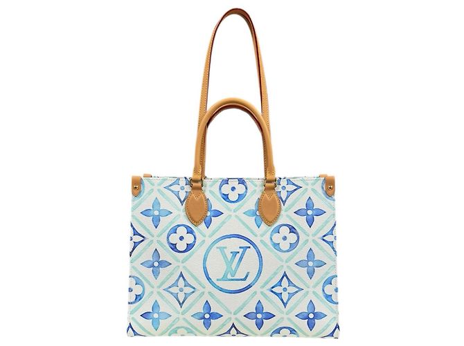 Borsa a Spalla Louis Vuitton On the Go MM Bianco Blu