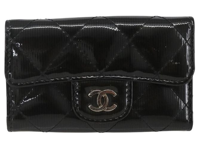 Chanel Vintage CC Schlüsselanhänger aus Metall Schwarz