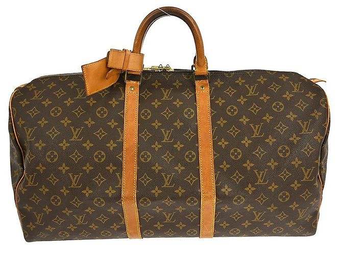Sac Keepall Louis Vuitton en toile Monogram 55 Marron
