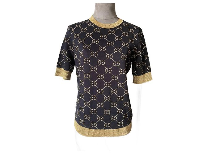 Gucci Monogramm Pullover Gold und Schwarz Golden 