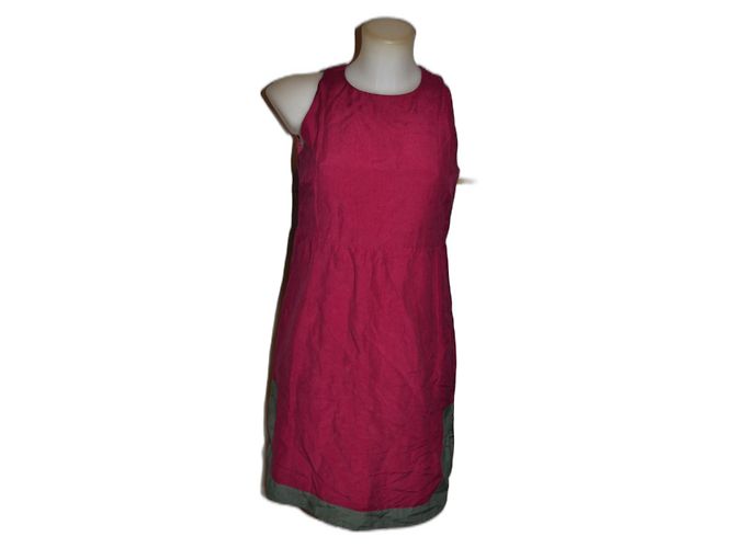 Vestido M Missoni de seda e linho rosa e cinza