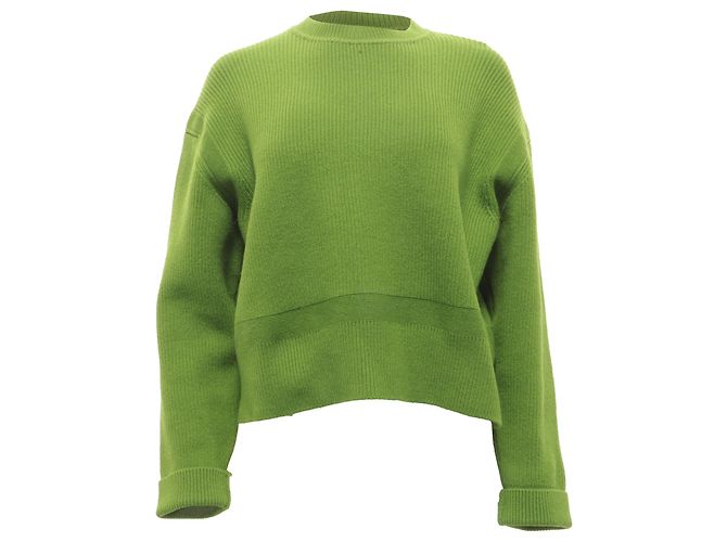 Bottega Veneta englisches Rippenstrick-Pullover aus Oliven-Kaschmir Grün Olivgrün