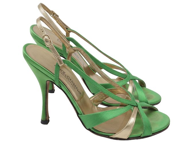 Sandali con cinturini Dolce & Gabbana in raso verde