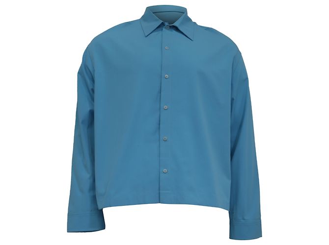 Chemise cropped à boutons La Casa de Jacquemus en polyester bleu