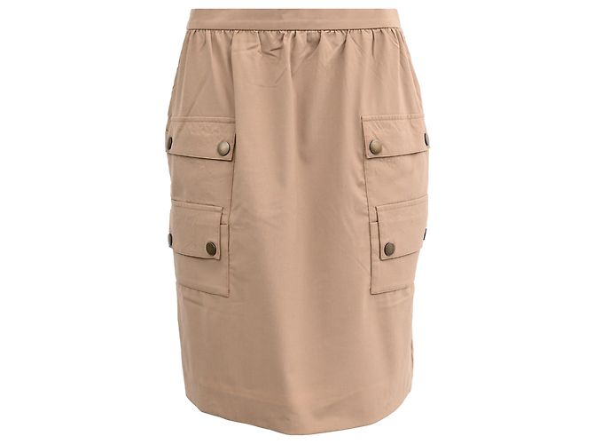 Saia Mini Cargo Klaus em Lã Bege da Max Mara