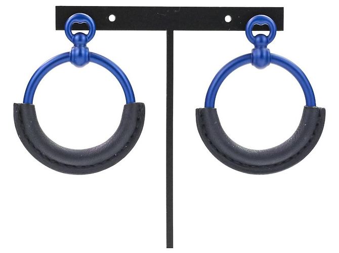 Orecchini Hermès Loop Grand PM in alluminio Blu 