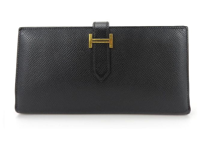Portefeuille Long Hermès Béarn Souffle Epsom Noir