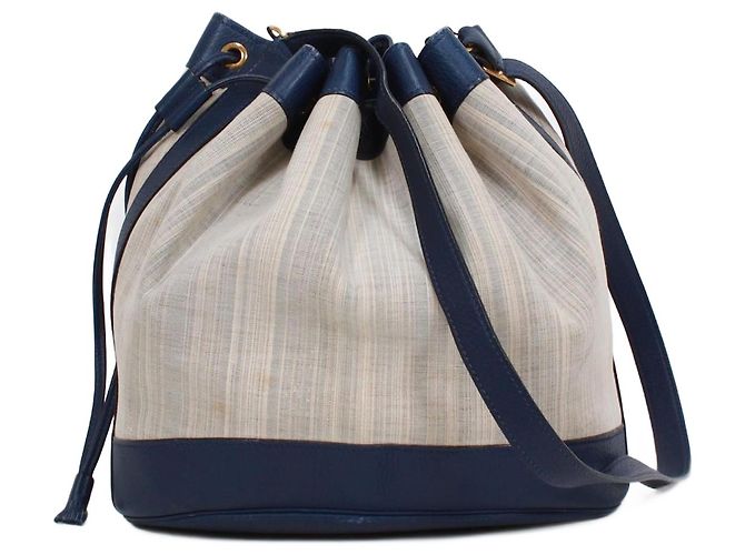 Hermès HERMES Market PM Handtasche Leder Canvas Blau