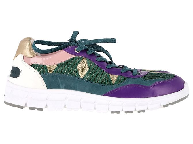 Sneakers basse Mardi Gras Dolce & Gabbana in pelle e suede multicolore