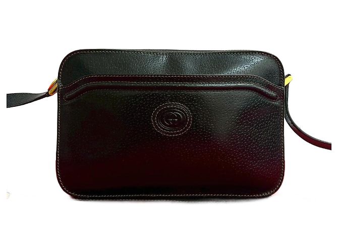 Bolsa de Ombro de Couro Gucci Preto
