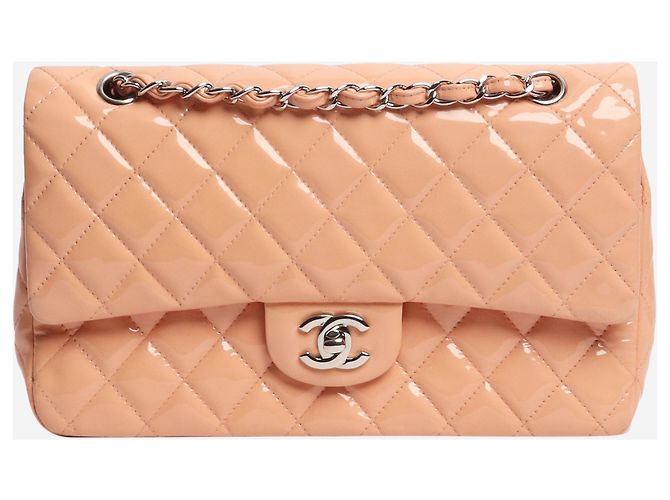 Chanel Bolsa de couro envernizado rosa de dupla aba 2012