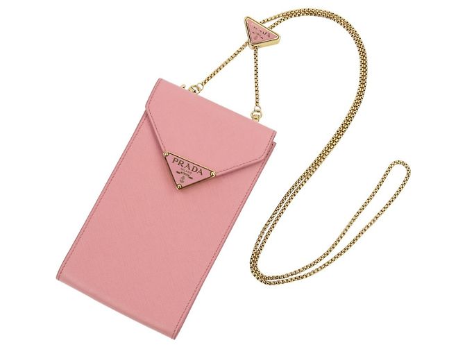 Bolsa de ombro em couro Saffiano Prada Rosa