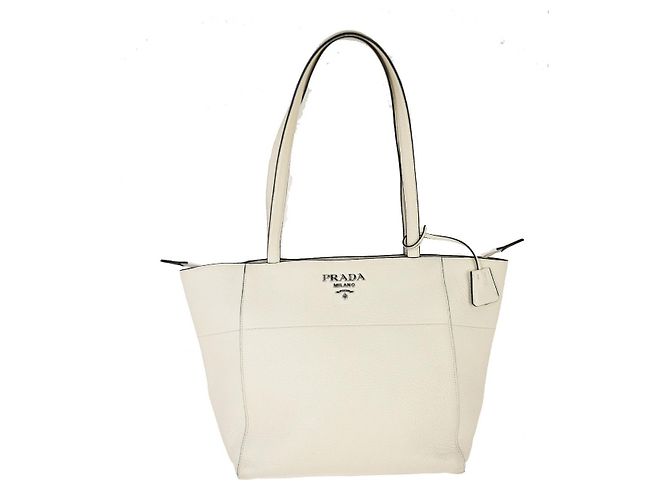 Prada Vintage Tote en Cuir Blanc