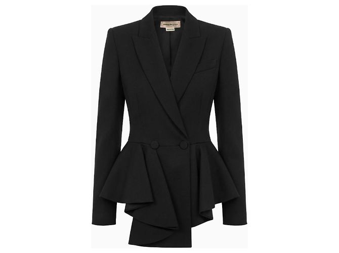 Alexander McQueen Jacke Black Peplum aus schwarzer Wolle