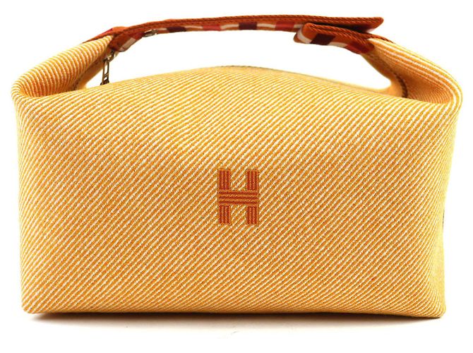 Hermès BRIDE-A-GM Canvas Handbag Orange