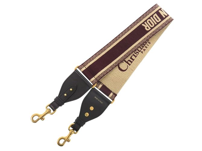 Correa de hombro de lona burdeos Christian Dior Dorado