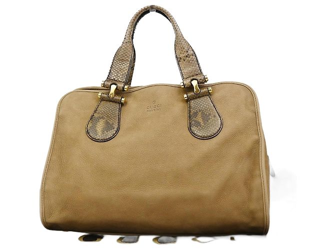 Bolsa Gucci Twice em nobuck com python Marrom