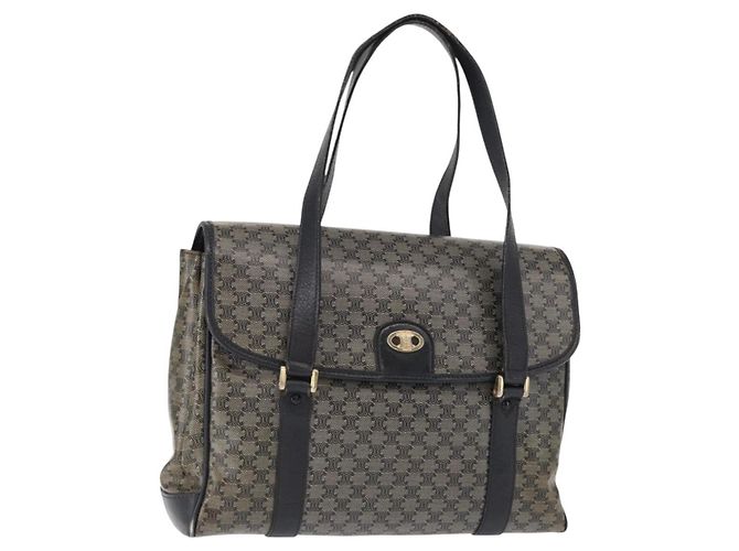 Céline Celine Vintage Macadam Tela e Pelle Nero