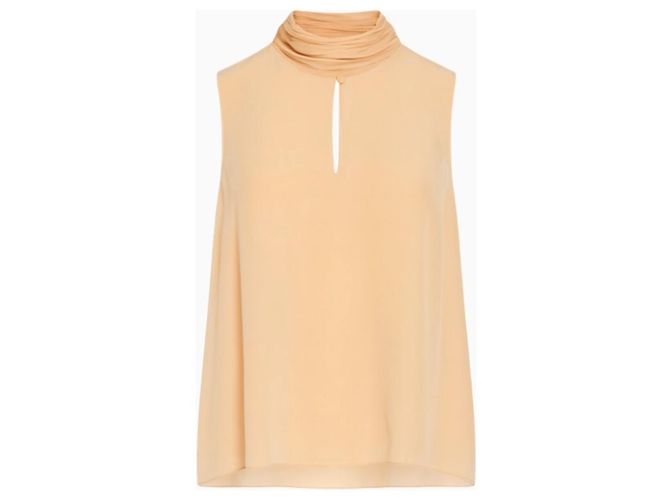 Top Chloé con Cuello Drapeado Durazno de Viscosa Melocotón