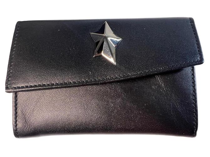 Cartera de cuero negro Thierry Mugler con estrella