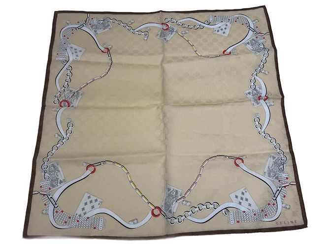 Céline Sciarpa monogramma vintage Celine oro bianco D'oro