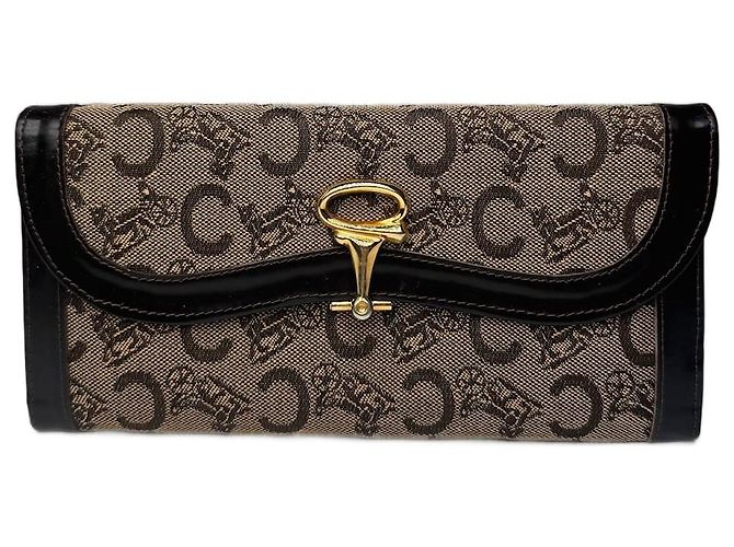 Céline Vintage Celine Paris Macadam Monogram Wallet Brown Camel