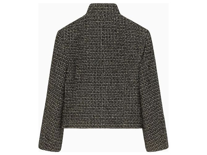 Chanel Jacke Graphit-Kreuz-Tweed Schwarz Grau Weiß