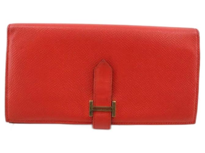 Béarn Hermès Red Fur Wallet