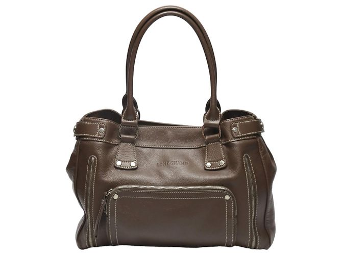 Longchamp Leather Tote Bag Brown