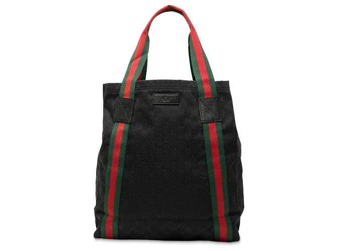 Gucci Black GG Canvas Web Tote