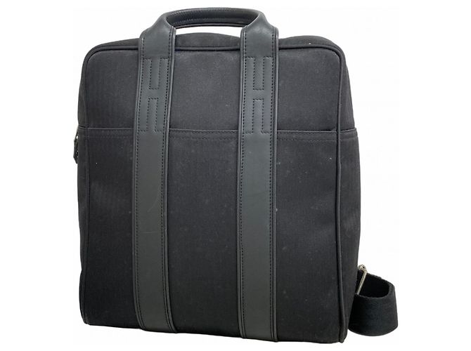 Hermès Hermes Acapulco Toile Chevron Backpack Black