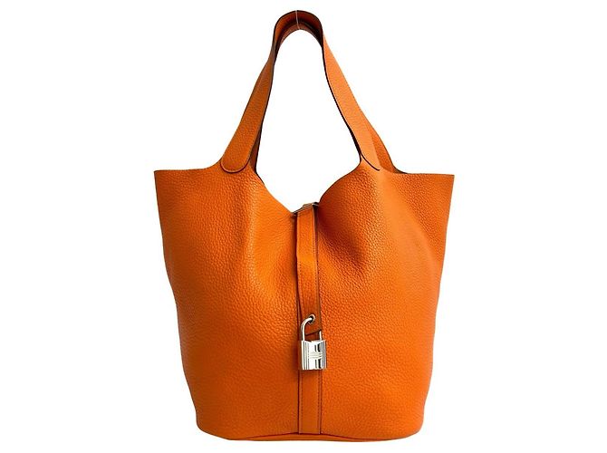 Bolsa Hermès Picotin Lock GM em laranja