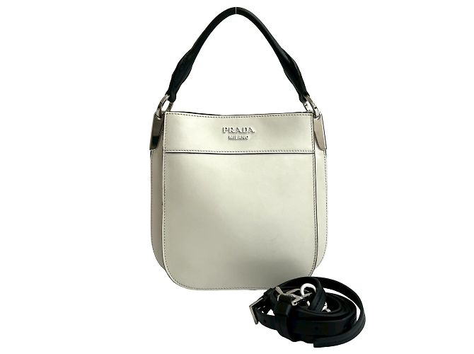 Tote Bolsa de couro com logo Maggit da Prada 2 em 1 Preto Branco