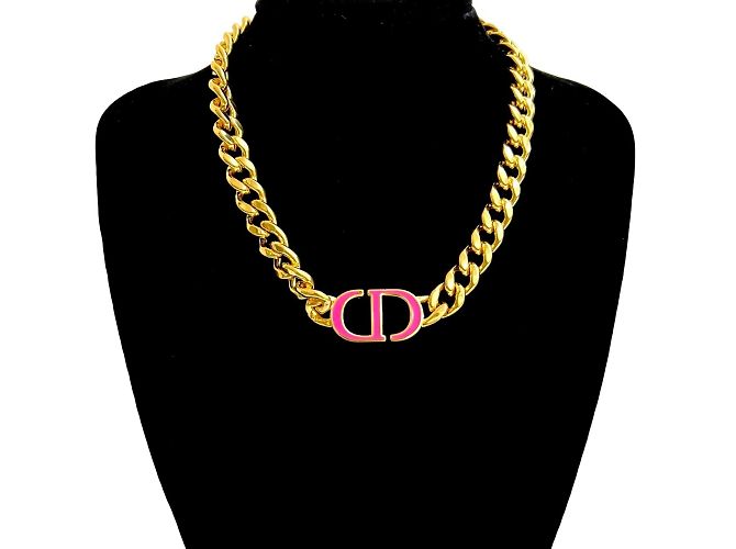 Collana Pendente Oro e Rosa Christian Dior D'oro