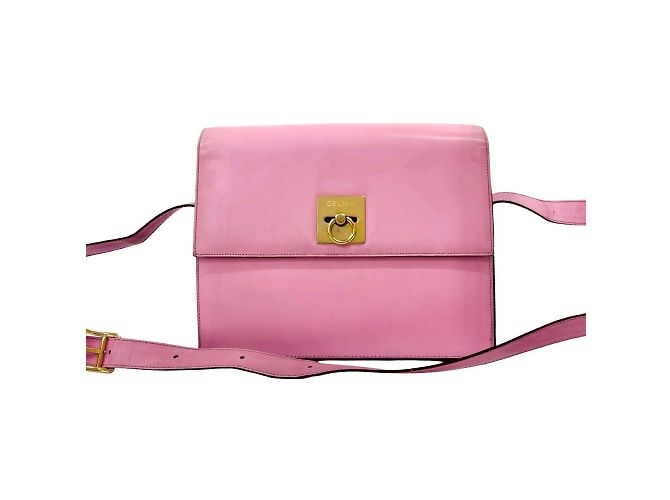 Céline Celine Vintage Logo Ring Hardware Ledertasche Pink