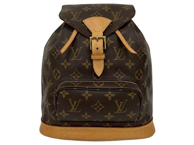 Louis Vuitton Vintage Montsouris MM Leather Backpack Brown