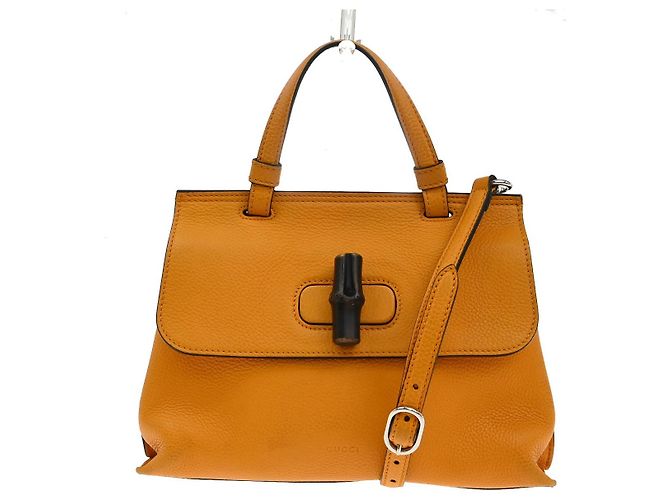 Gucci Bamboo Daily Top Handle en cuir Medium Orange