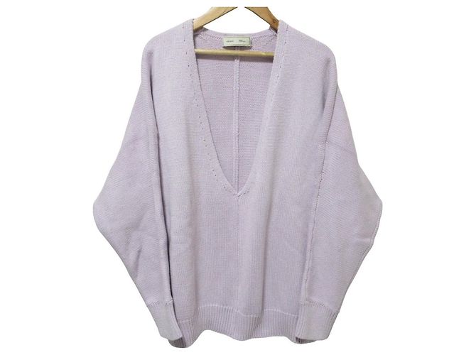 Autre Marque Ron Herman Limited ebure Kaschmir-Mischung Low Gauge V-Ausschnitt Strickpullover Lila Lavendel