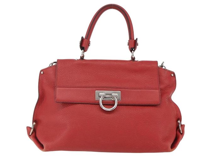 Bolsa Sofia em couro texturizado grande da Salvatore Ferragamo Vermelho