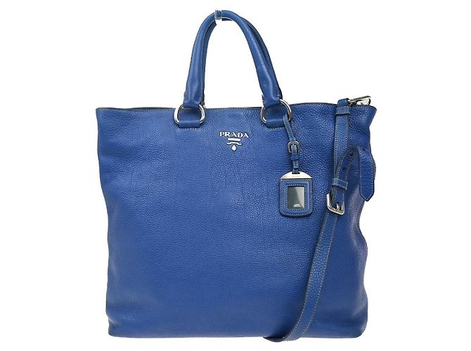 Prada Vintage Tote Leather Blue
