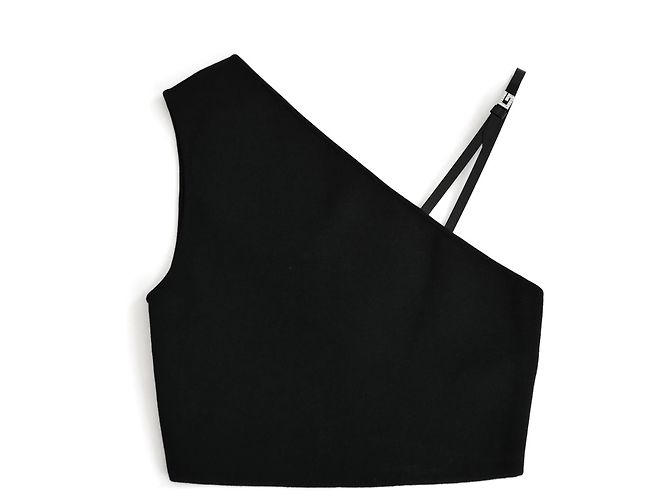 Top asimétrico con hebilla de cristal Gucci Negro