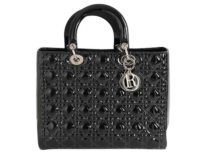 Cabas Lady Dior en cuir verni noir