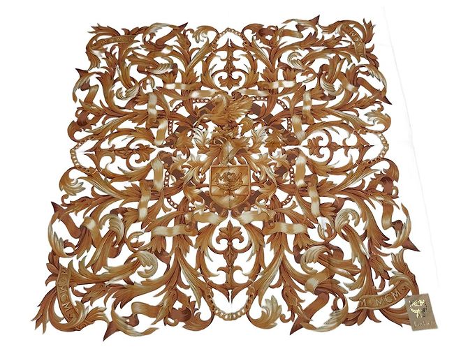 Sciarpa Vintage MCM Bianco Oro D'oro
